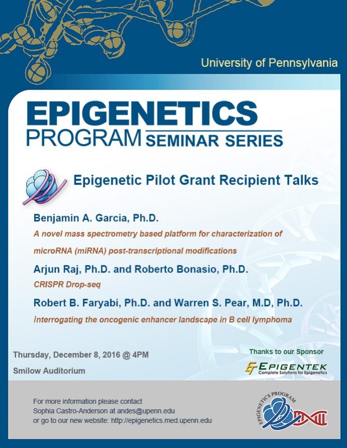Penn Epigenetics Seminar, 12/8/16