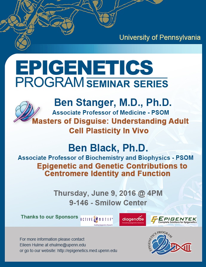 Penn Epigenetics Seminar, 6/9/16